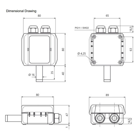 FS1100 Humidity/Temperature Transducer for surface mounting, with display, Modbus RTU