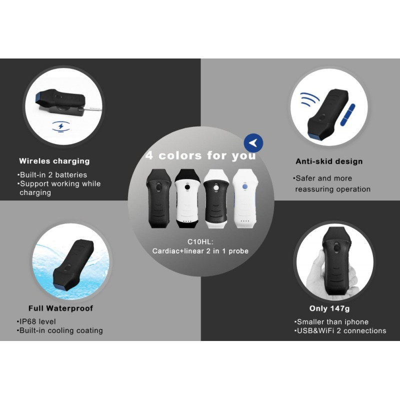 Konted C10HL Dual-probes Multipurpose Ultrasound Phased + Linear Probe