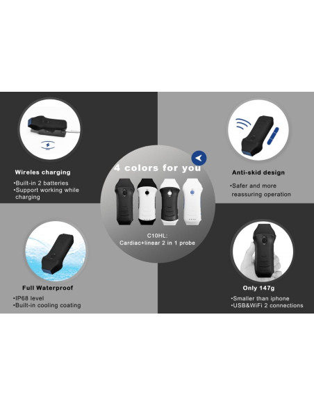 Konted C10HL Dual-probes Multipurpose Ultrasound Phased + Linear Probe