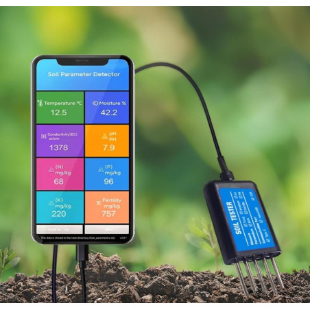 AO-MKM23R Medidor de temperatura do solo, humidade, CE, pH e NPK (saída de sinal USB)