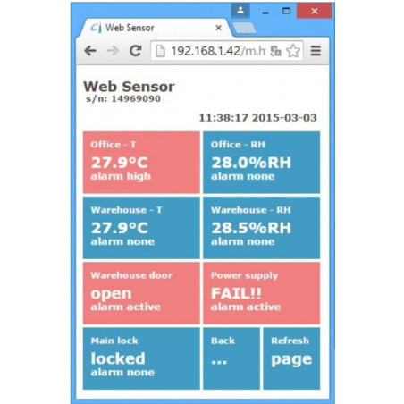 P8652 Sensor web con PoE: dos canales con entradas binarias