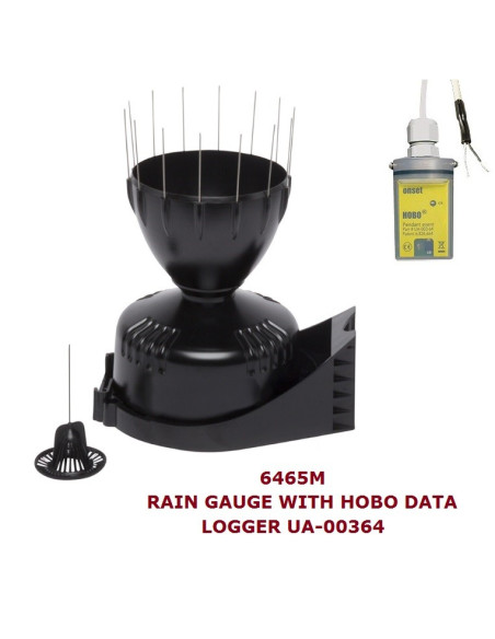 6465M-HOBO Pluviómetro Davis de Balancín con AeroCone™, Soporte para Mástil y Data Logger HOBO UA-003