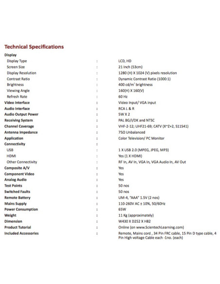 Scientech2651B Laboratorio para Entender la Televisión LCD
