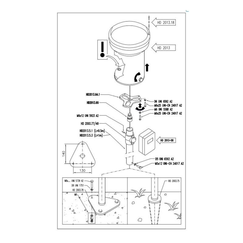 HD 2003.75 Base de Ponto para Calibre de Chuva