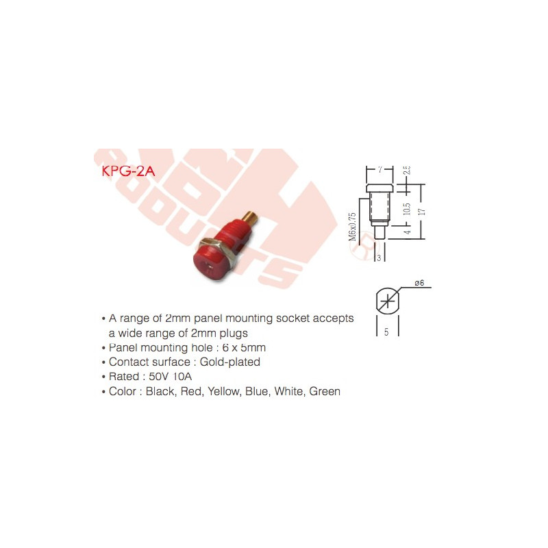 KPG-2A (2 mm Plug with 6 x 5 mm Mounting Hole)